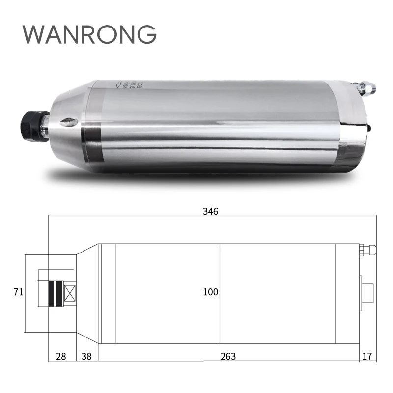 100MM 3.7KW 24000RPM High Speed Water Cooled  Spindle Motor High Precision ER20 Collet For Router Milling Engraving Machine