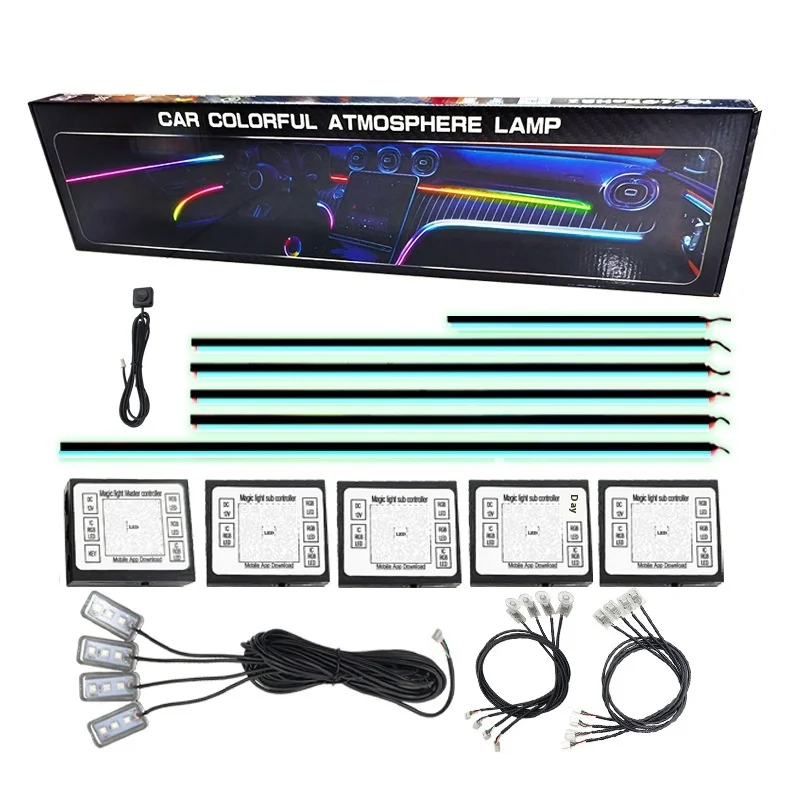 Hot-selling YD 64-color  12V car atmosphere light, hidden acrylic interior design, cross-border new A4L