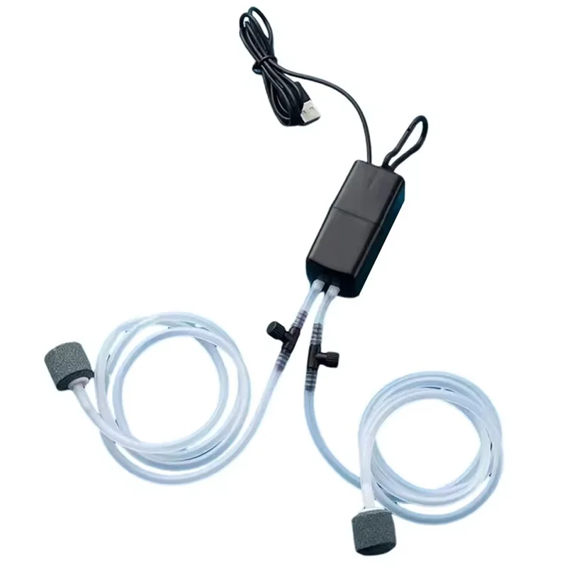 USB-Aquarium-Luftpumpen-Set, geräuscharme Sauerstoffpumpe mit Luftstein, tragbarer Sauerstoffspender für Fischbecken, Zubehör für Aquarien und Haustiere. – Detail 10