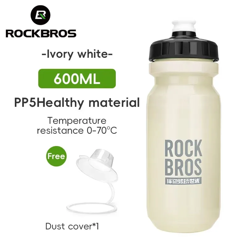 ROCKBROS 600ml Bicycle Water Bottle With Dust Cover PP5 MTB Road Cycling Bottle Leak-proof Bottle Outdoor Travel Sports Cup