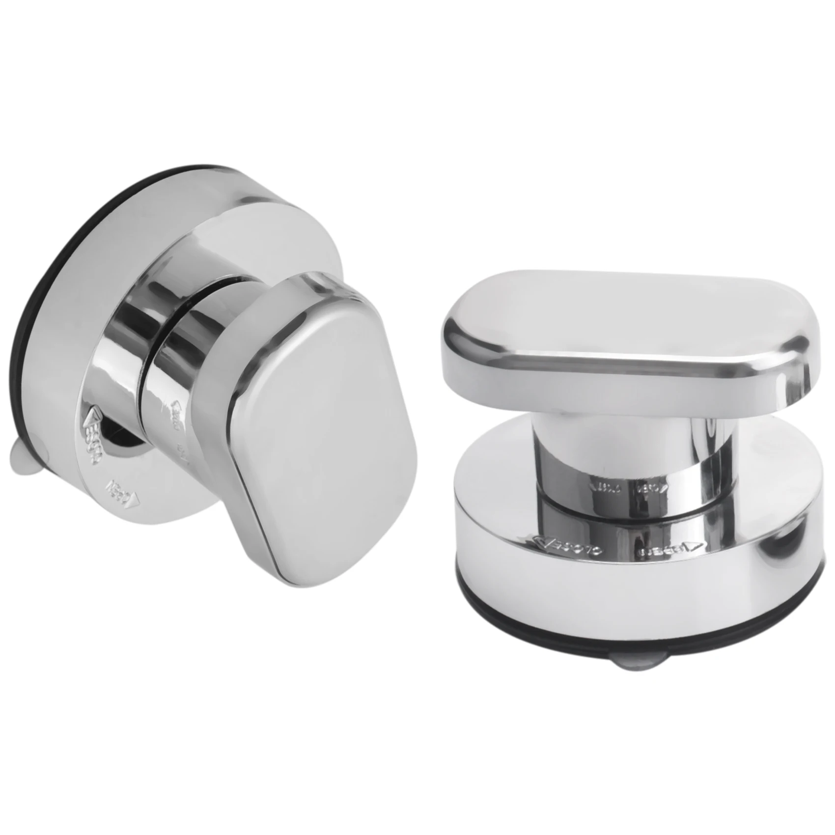 ABZV-Suction Cup Handle Door 2 Pieces Suction Cup Handle Drawer Cabinet Fridge Door Glass Portable Mobility Handle Silver