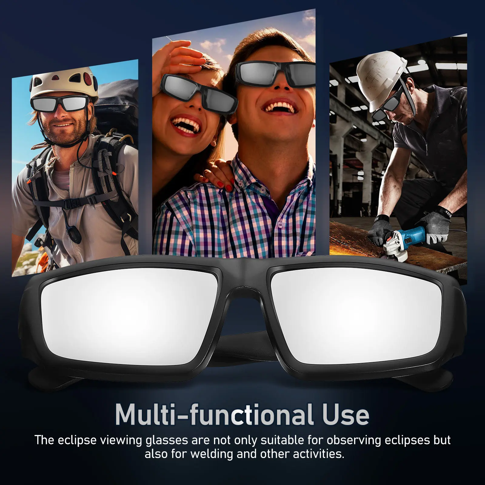 

3Pcs Eclipse Glasses Lightweight Pc Material Comfortable Fit Viewing Glasses Safety Welding Goggles Anti-Scratch