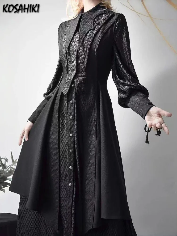 Streetwear Vintage Dragon Design Long Shirt Dresses Grunge Y2k Aesthetic Vestidos Gothic Harajuku Women Men Cosplay Grunge Dress