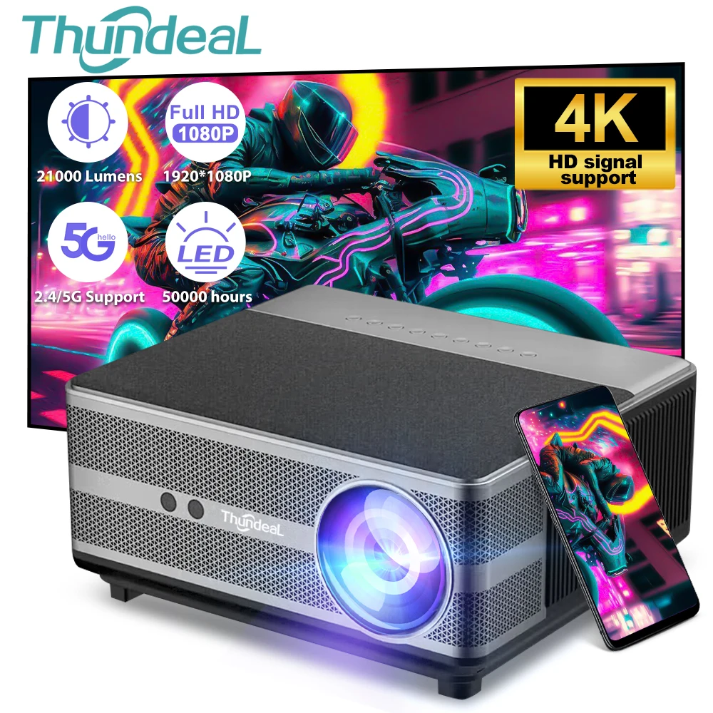 Projektor ThundeaL Full HD 1080P WiFi LED 2K 4K Video Movie Beam TD98 TD98W Projektor Android PK DLP Kino Domowe Beamer