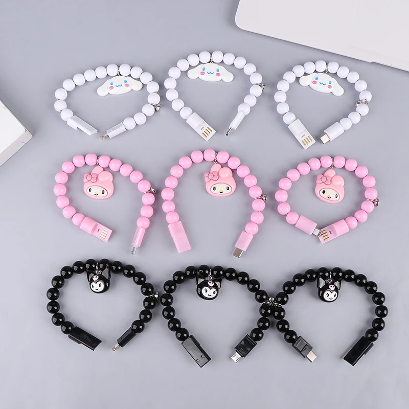 

Kawaii Melody Cinnamoroll Bracelet Usb Charging Cable Data Cord Anime Kuromi Type-C Cable For Phone