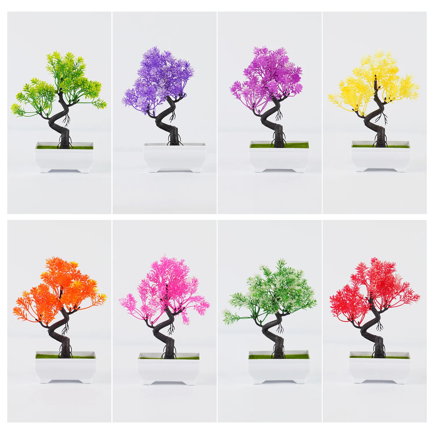 Artificial Plants Bonsai Small Tree Pot Colorful Arrangement Ornaments Fake Plant Potted Flower Room Home Hotel Table Decor