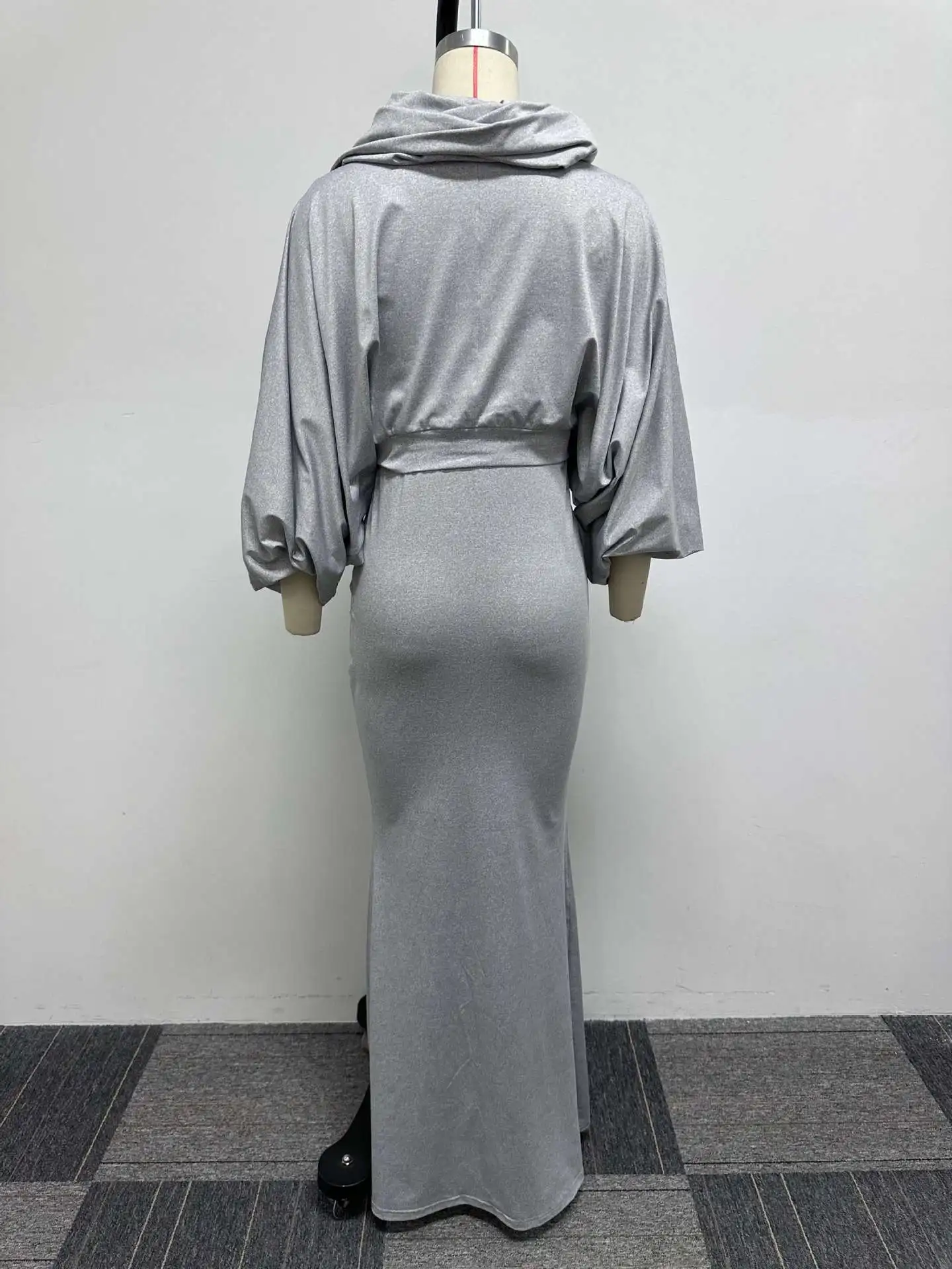Sexy High Waist Mermaid Maxi Skirt Sets Women 2 Piece Outfits Batwing Long Sleeve Pullover Hooded Shirt 2023 Fashion Streetwear