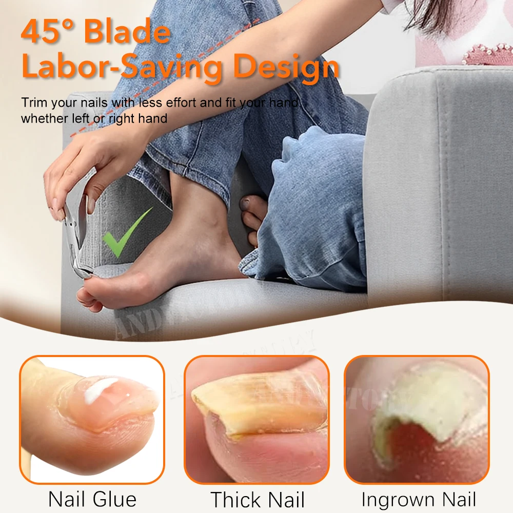 2 szt./zestaw Obcinaczki do paznokci z pilnikiem, skośna główka, szerokie szczęki, do grubych paznokci, długi uchwyt, obcinaczki do paznokci ze stali nierdzewnej