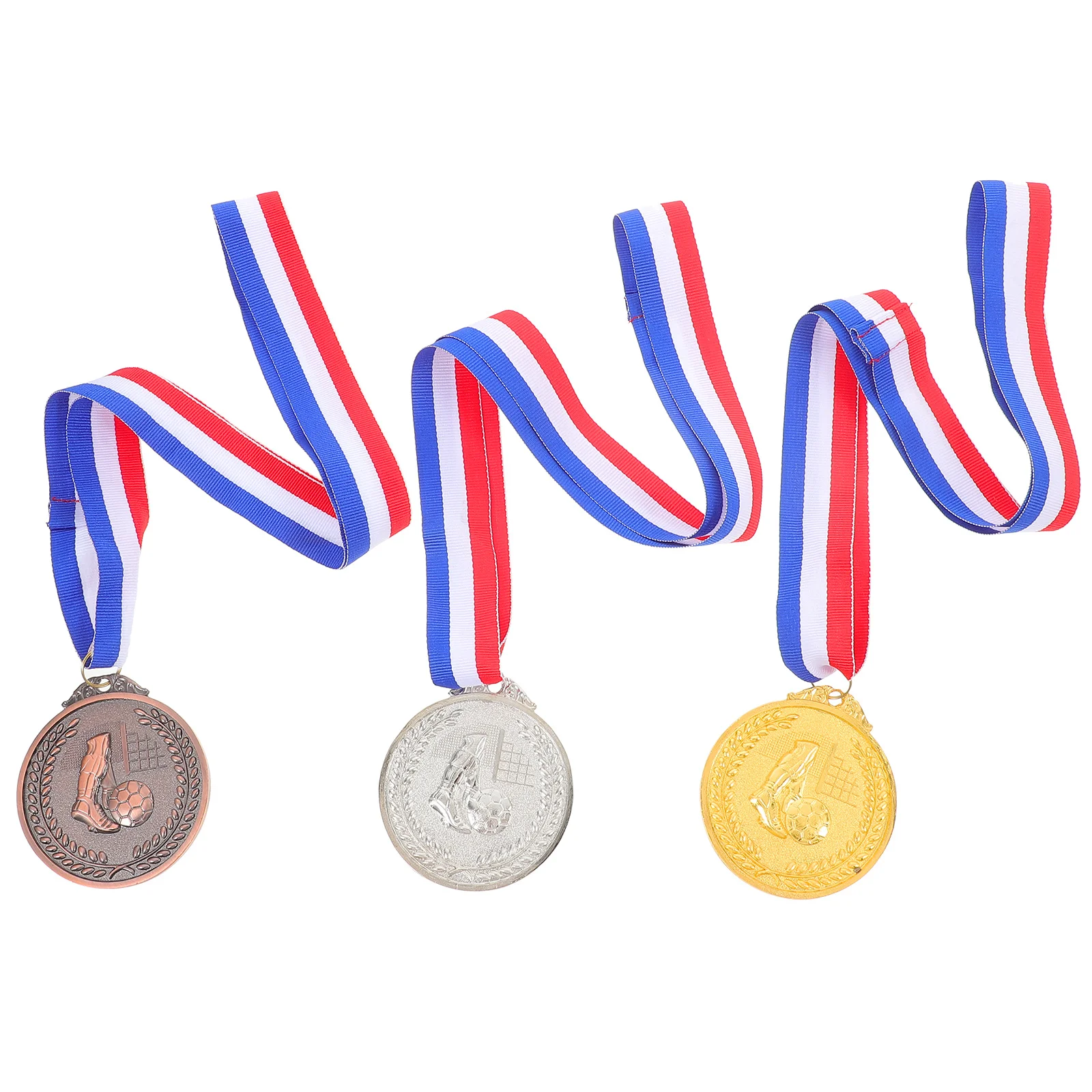 

3Pcs Exquisite Football Award Medals Intricately Embossed Patterns Victory Symbols 6.5cm Sports Prizes Award Medals