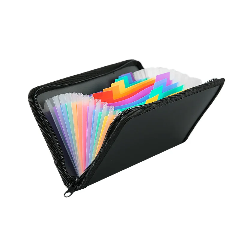 A6 Mini Rainbow Organ Bag Edge Zipper Clip New Bill Storage Multi-layer File Folder Filing Products