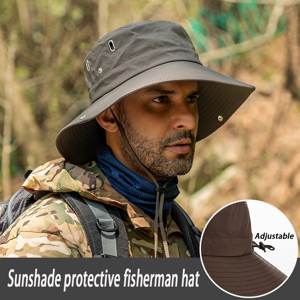 Summer Bucket Hat For Men Fisherman Cap Fishing Outdoor Sunshade Big Brim Sunscreen Riding Hiking Suncreen Sunhat