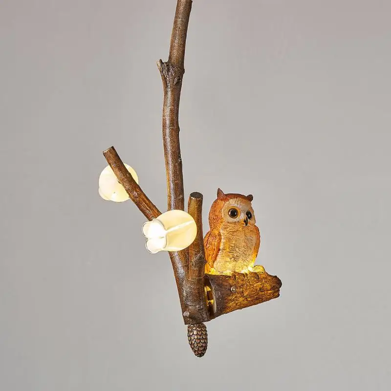 Cartoon Parrot Bar lighting American Vintage Branch Chandelier for kitchen Pastoral Decorative Animal children room pendant Lamp