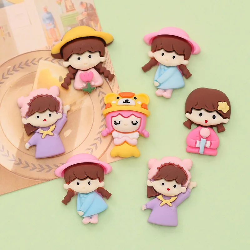 100pcs  Resin Cute Gril Kawaii Charms For Earring Bracelet Keychain Pendant Accessory Phone Case Filler Jewelry Make