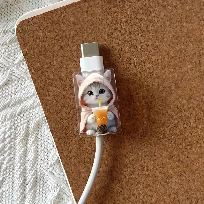 2pcs of Cute Cartoon Data Cable Protectors, Damage-Resistant, Type-C Phone Cable Protectors, Beautiful And Durable