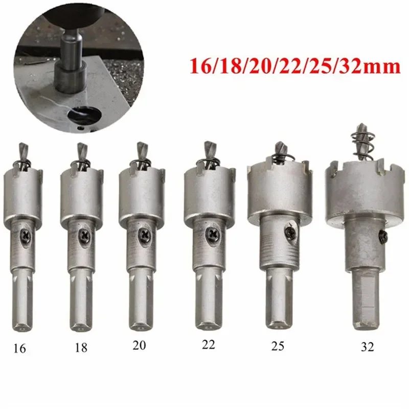 6pcs 16-32mm Steel Carbide Tipped Metal Drilling Crown Drill Bit Set Hole Saw Alloy Cutter Wood Accessories