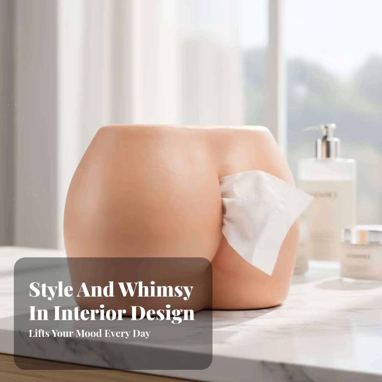 Sculptural Matte Tissue Box Cover Modern Decorative Home Accent with Organic Shape for Bedside or Communal Table