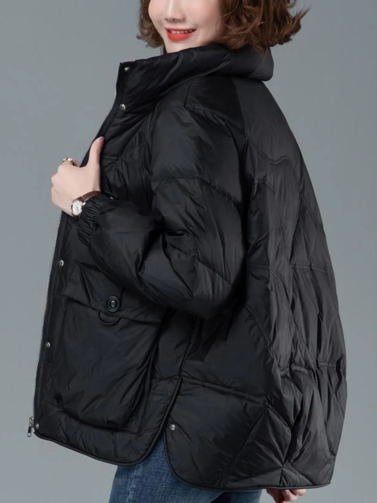 

Ultra-Thick Short down Cotton Jacket Women's Fashionable Casual Loose Winter Coat Small Cotton Padded Korean Style Zipper