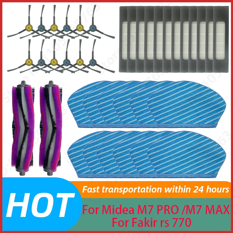 Main Side Brush HEPA Filter Mops Cloth For Midea M7 PRO /M7 MAX For Fakir rs 770 Robot Vacuum Cleaner Replacement Accessories