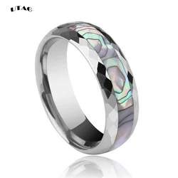 UTAG 8mm Titanium Steel Fashion Men Rings Inlaid Abalone Shell Wedding Band Men Jewelry For Women Unisex Accessories