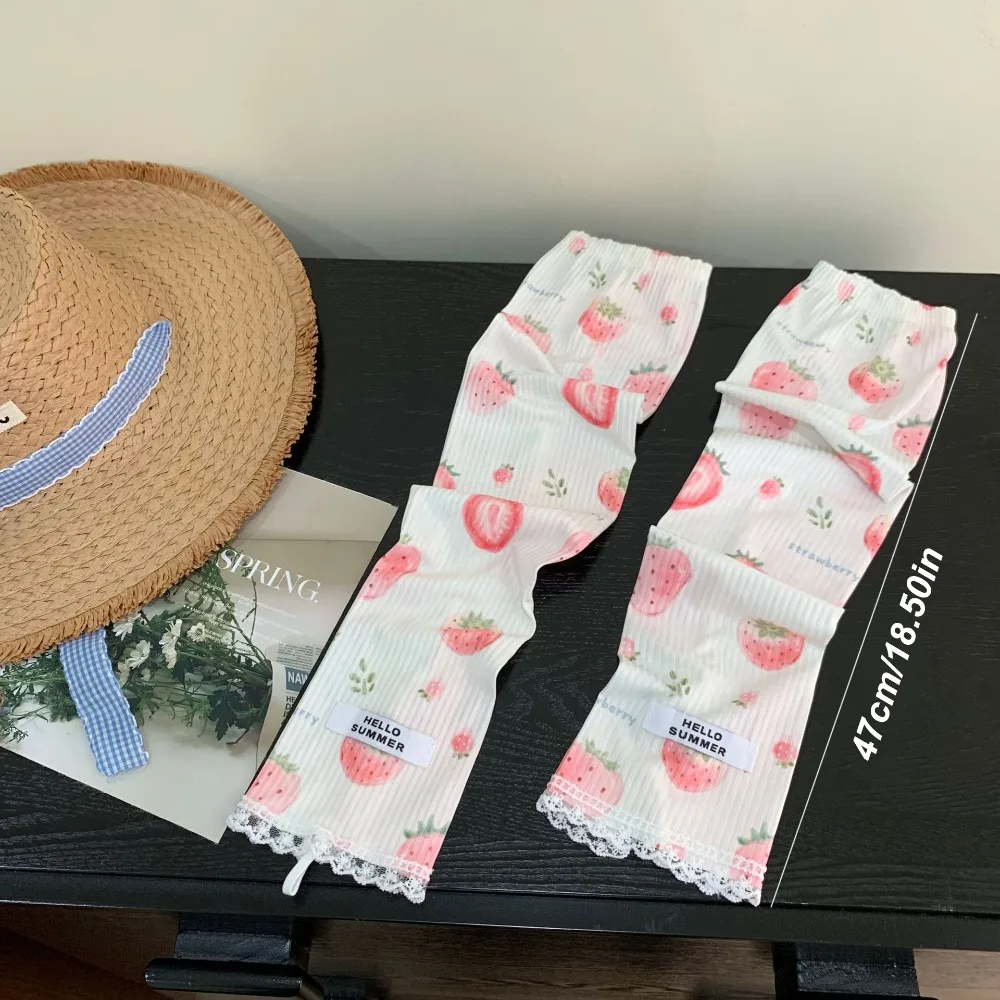 Oranje Fruit Cooling Arm Sleeves Vlinder Perzik Aardbei Zon Beschermende Mouwen Kant Kaveloen Watermeloen Arm Covers Dames
