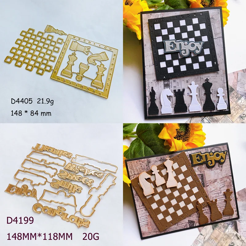 Chess Board Chess Pieces Metal Cutting Dies Checkerboard Frame Die Cuts DIY Scrapbooking Card Making Album Embossing Paper Craft