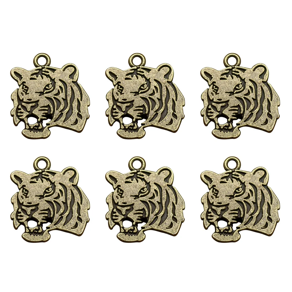 

20pcs Tigers Head Alloy Pendant Charm Simple DIY Necklace Bracelet Earrings Jewelry Crafts Gifts Bronze Silver Tone