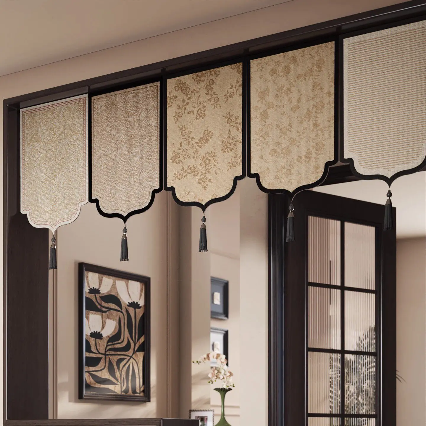 Living room special-shaped door head curtain non-punching hanging flag partition door horizontal door hanging cloth curtain