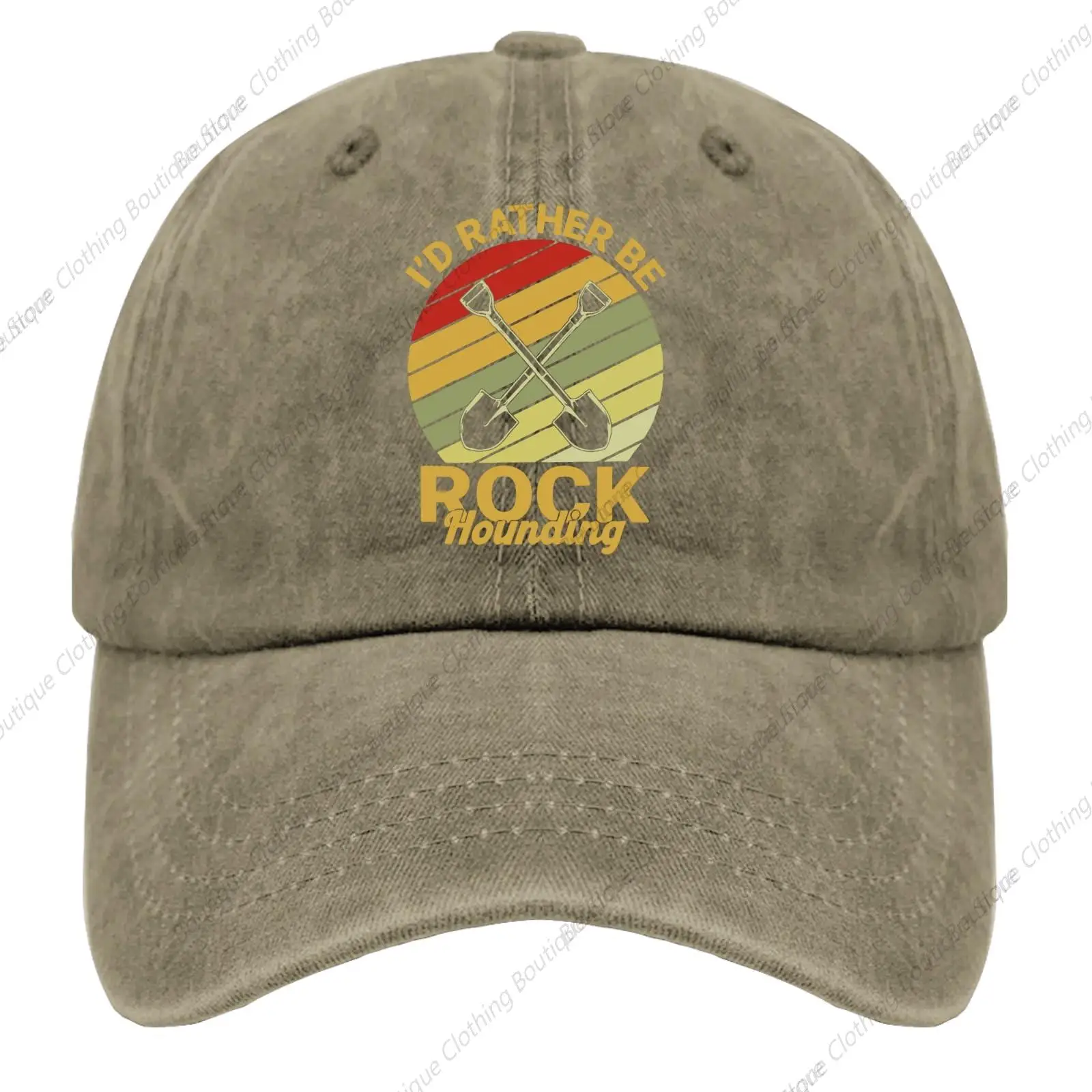 

I'd Rather Be Rock Hounding Caps Music Hat Pigment Khaki Hats for Women Gifts for Her Golf Hat