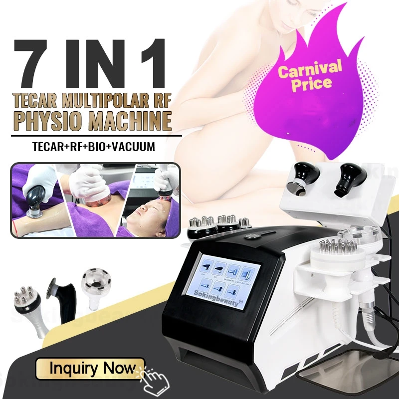 7 In 1 RET CET 448 Khz Smart Tecar Machine Multipolar R F Deep Heating Diathermy Slimming Skin Tightening Physiotherapy Machine