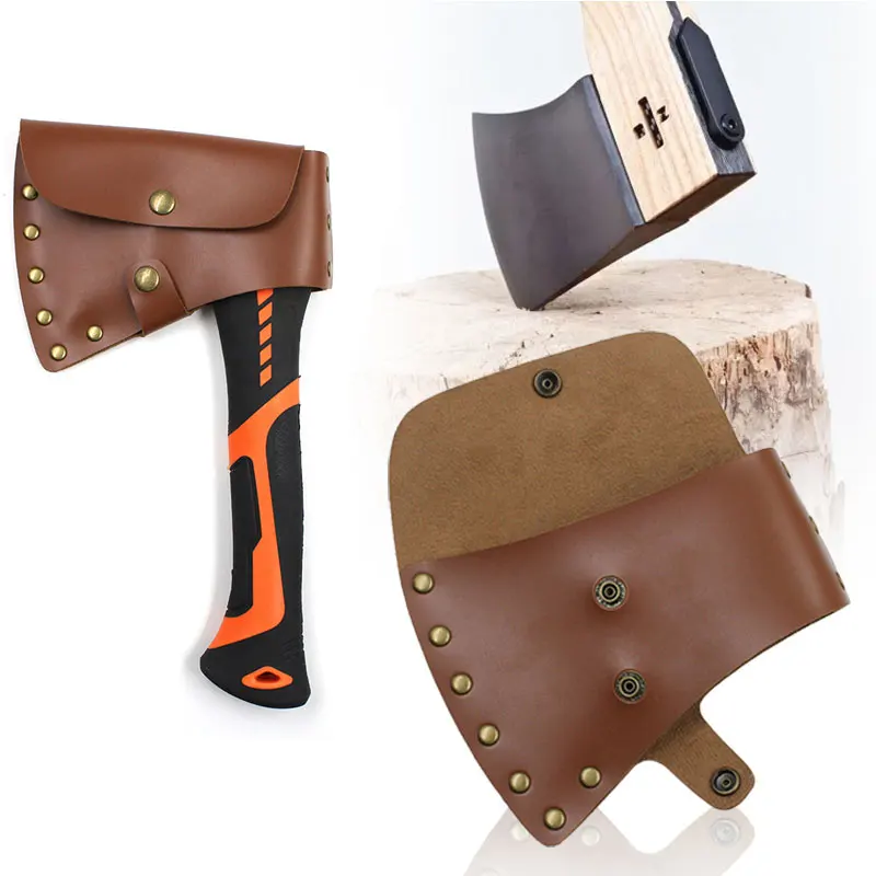 Axe Sheath PU Leather Cover Practical Durable Hatchet Head Holster Protective Sleeve Rust-Proof Anti-Scratch for Lumberjack