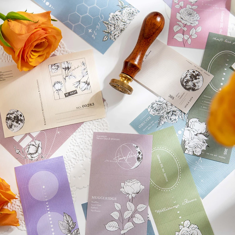 20sheets Romantic Warm Moon Series Stickers Light Vintage Creative Collage DIY Journal Paper Supplies Decoration Cute Decoration