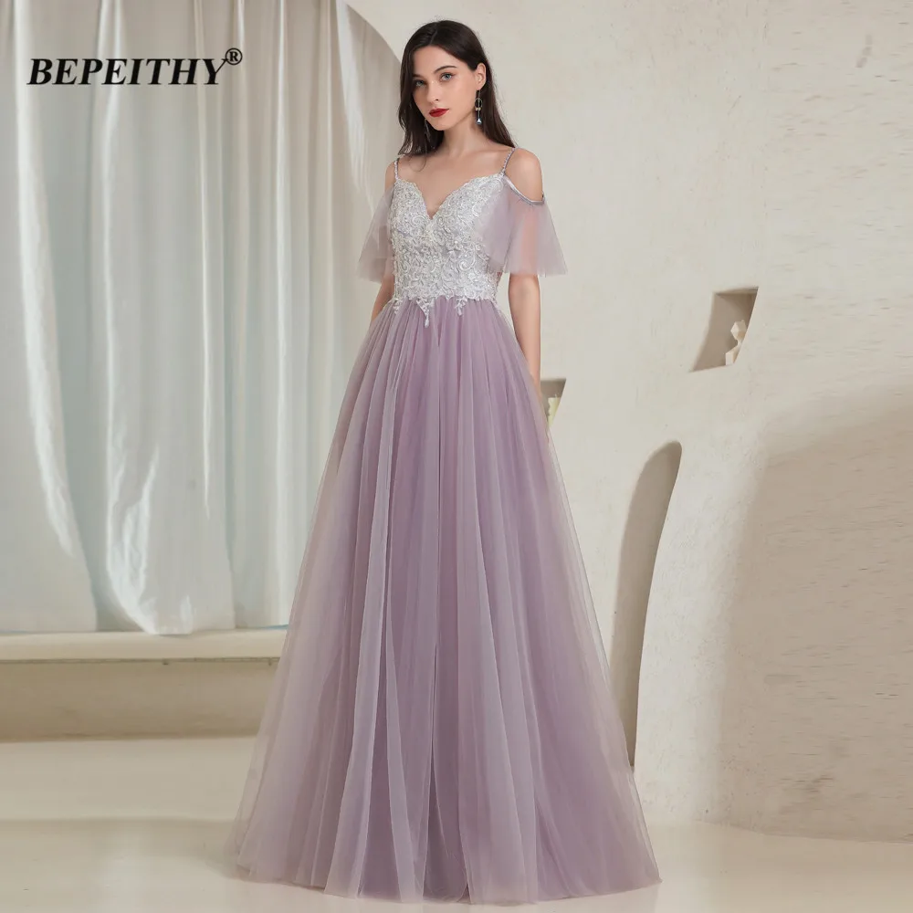 

BEPEITHY Customized Purple Sweetheart Evening Dress Backless Floor Length Lace Prom Dresses For Women 2023 Designer Party Gown