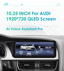 10.25“Android Auto Car intelligent system radio For Audi A4 A5 B8 S4 S5 2009-2016 multimedia Autoradio GPS navi Head Unit Screen