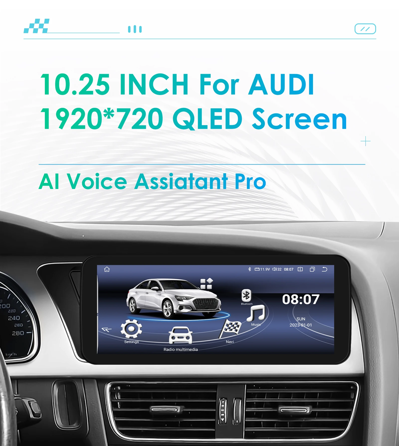 10.25“Android Auto Car intelligent system radio For Audi A4 A5 B8 S4 S5 2009-2016 multimedia Autoradio GPS navi Head Unit Screen