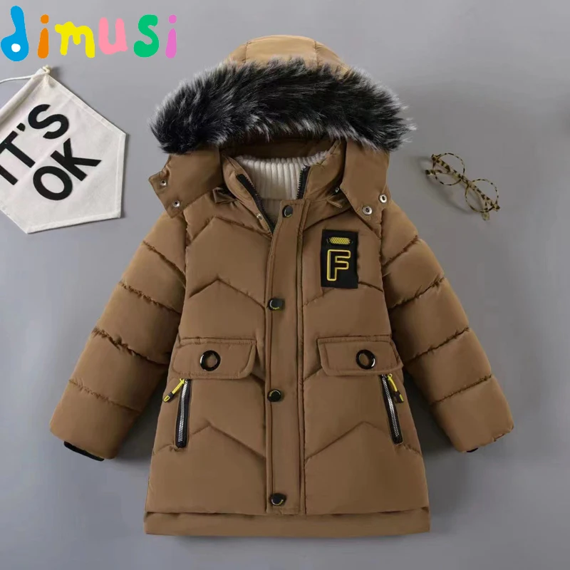 Winter Kids Jacket Outdoor Casual Plus Fleece Thickened Boy's Cotton Padded Jacket Fashion Vintage Warm Coat Children's Clothing