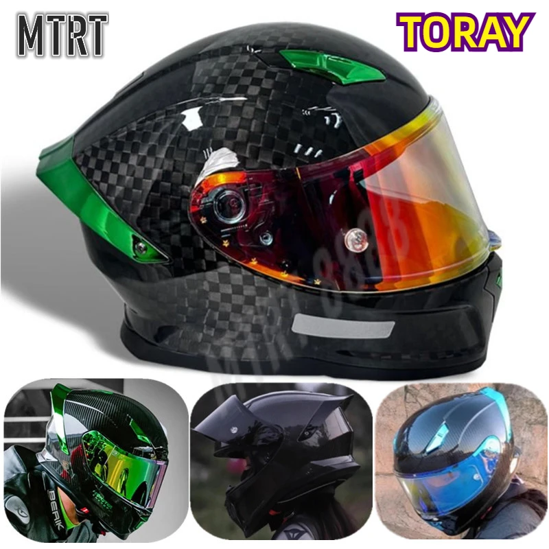 

Carbon Fiber Motorcycle Helmet Full Face Cover All Seasons Motocross Riding Light Helmet Men Women's Couple Capacetes