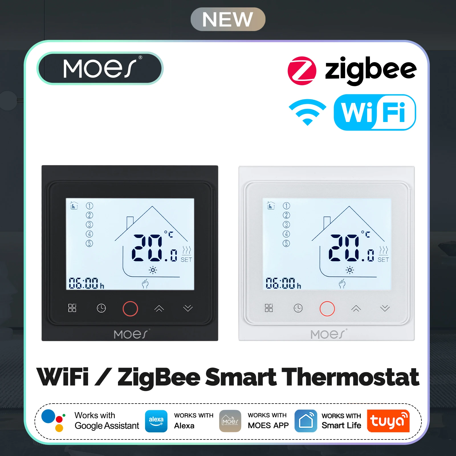 WiFi Zigbee Smart Thermostat Tuya App Weekly Programmable for Water Gas Boiler Electric Heating Alexa Google Home