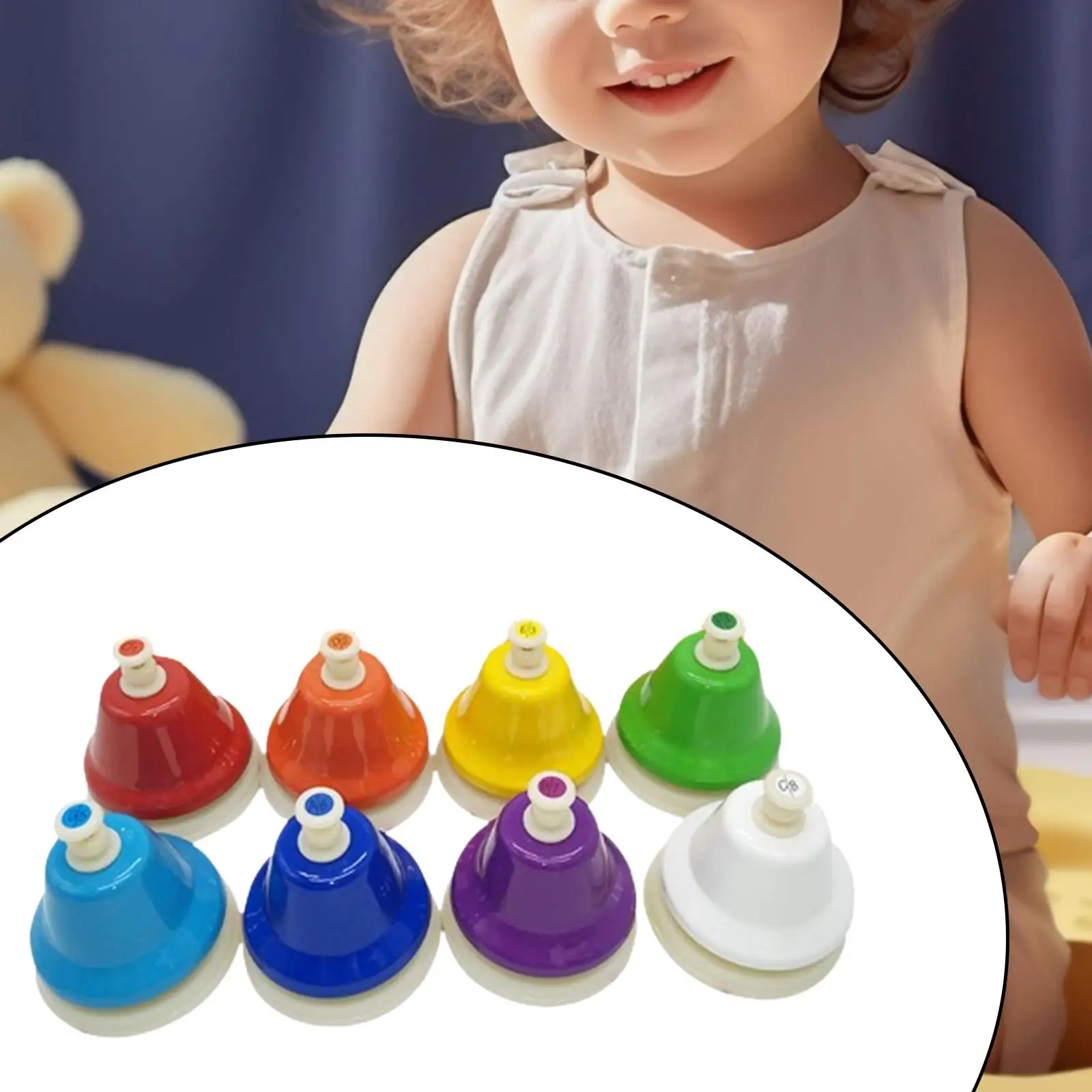 

Children’s Music Desk Bells Educational Percussion Instrument Metal 8 Notes Colorful Set for Learning