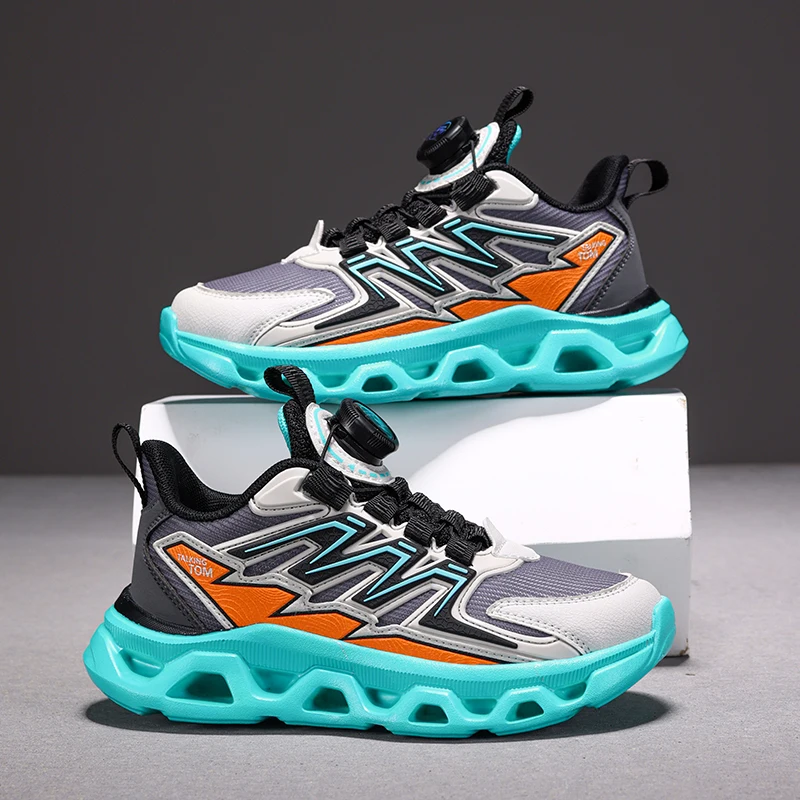 

Children Sports Shoes Breathable Mesh Cushioning Soft Sole Outdoor Running Shoes 2025 New Unisex Swivel Buckle Sports Shoes
