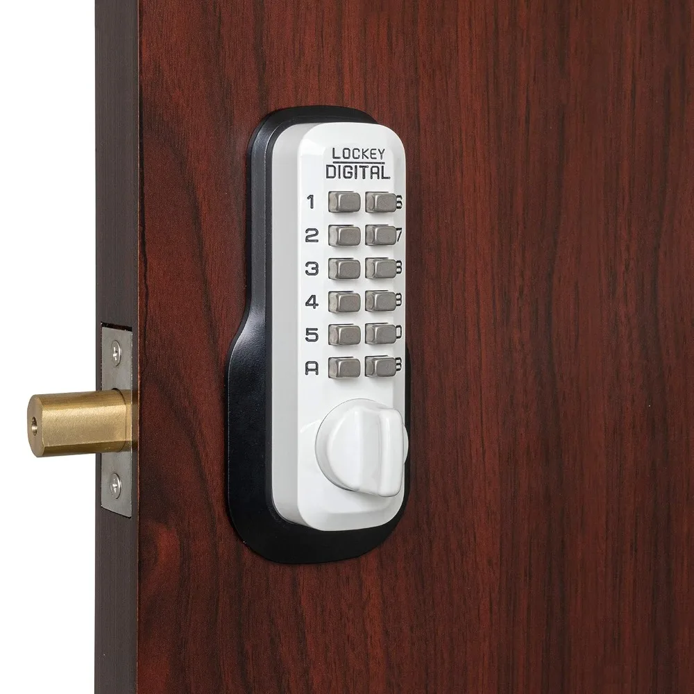 Mechanical Keyless Deadbolt White Lock for Front Door Entry No Key Needed