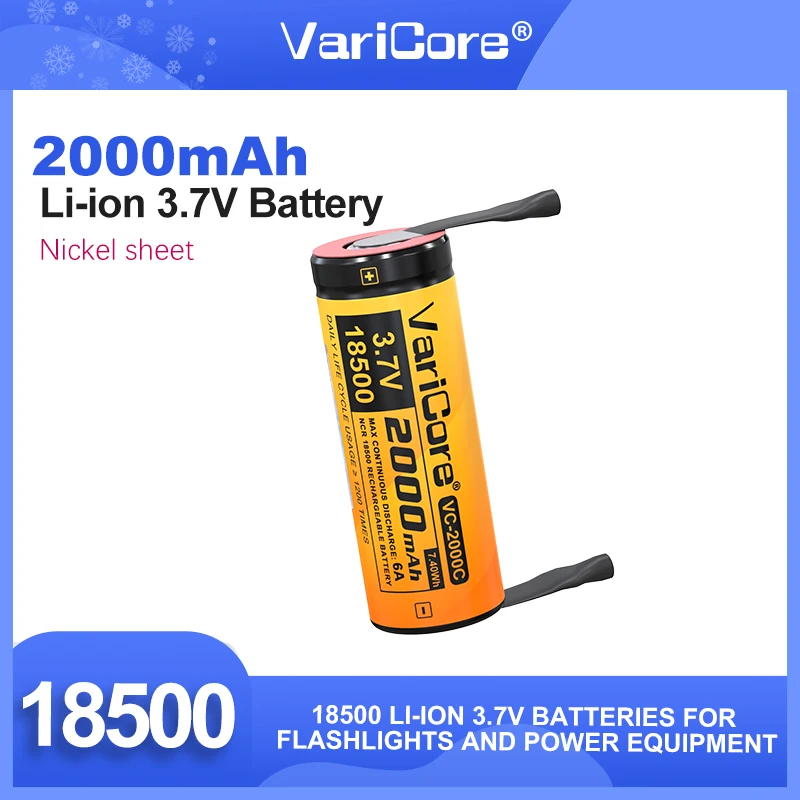 1-60 шт. VariCore VC-2000C 18500 2000 мАч 3,7 В литий-ионный аккумулятор Recarregavel для фонарика, сухой никель «сделай сам»