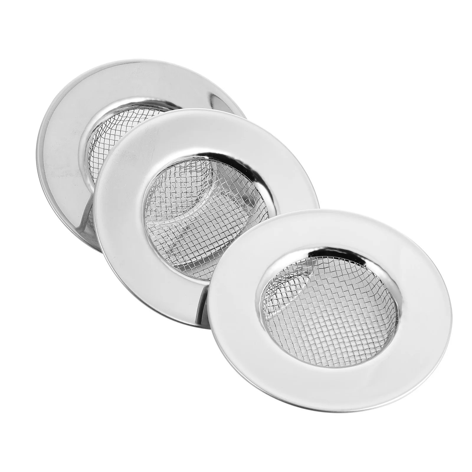

3pcs Stainless Steel Sink Strainer Kitchen Drain Filter Rust Proof Groove Design Hair Catcher For Bathroom Tub Shower Bathtub
