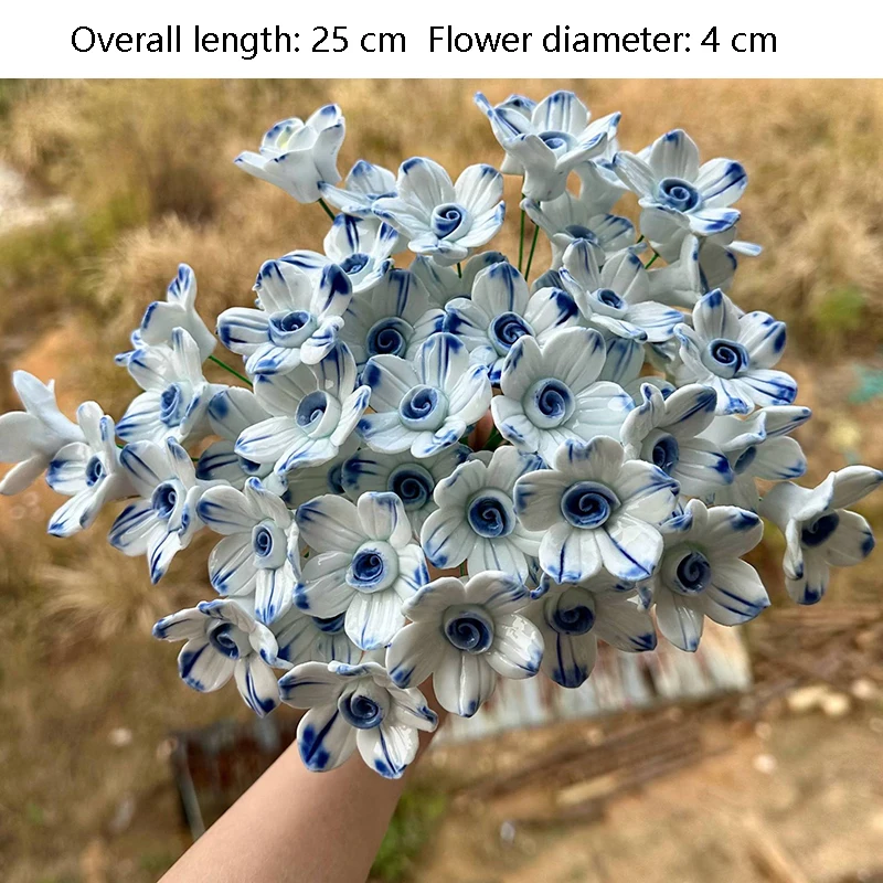 5 Stück Ländliche Wildblumen Keramik-Simulationsblumen Hochtemperaturbeständige Handgefertigte Ewige Blumen Dekorationen Kreative Geschenke für Zuhause – Detail 18