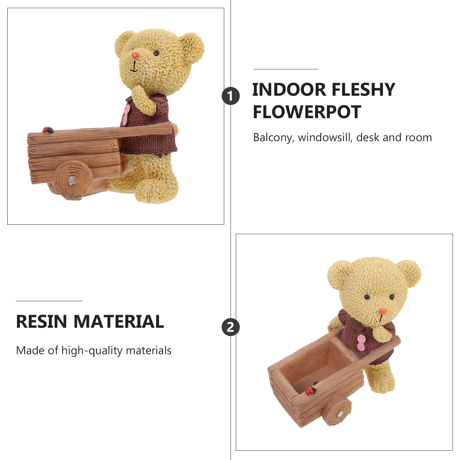 

1Pcs Resin Flowerpot Cartoon Bear Succulent Planter Desktop Decor Mini Flower Pot Home Office Display Resin Succulent Planter