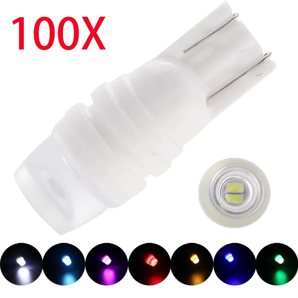 

Wholesale! 100X T10 W5W 2835 Ceramic Car Led Light 194 168 Auto Bulbs 12V DC White Blue Yellow Red Green 80Lm