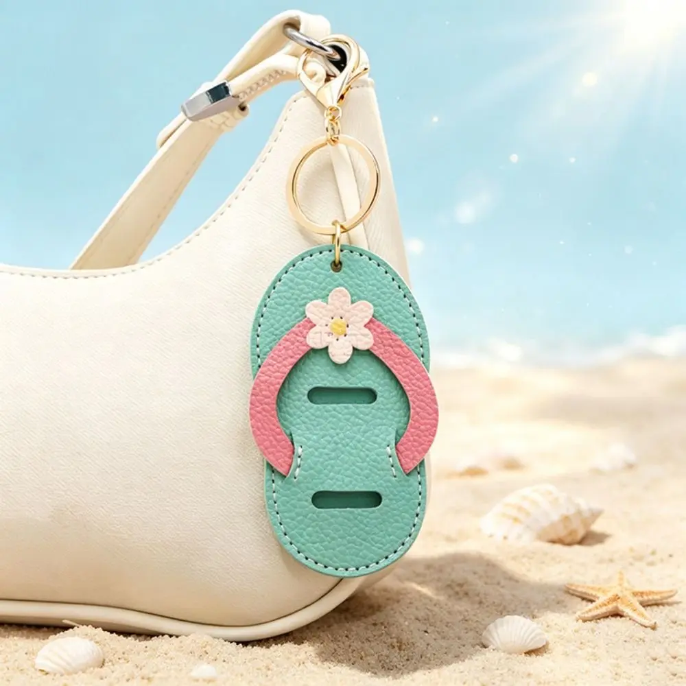 Hanger PU-Leder Schlüsselanhänger im Ozean-Urlaubsstil, Taschenanhänger, multifunktionaler modischer Brillen-Aufbewahrungsclip, Taschenornament – Detail 3