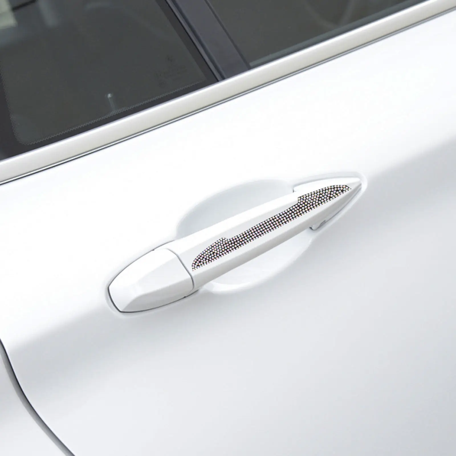 4Pcs Car Door Handle Protector Rhinestone Accented Glitter Sticker Anti Scratch Elegant Car Decor Upgrade for Door Protector