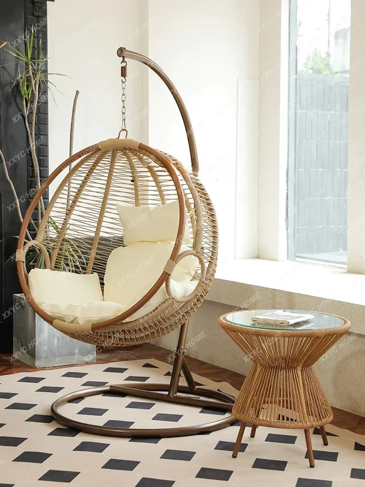 A hanging basket rattan chair balcony indoor swing chair home leisure bird's nest hanging chair