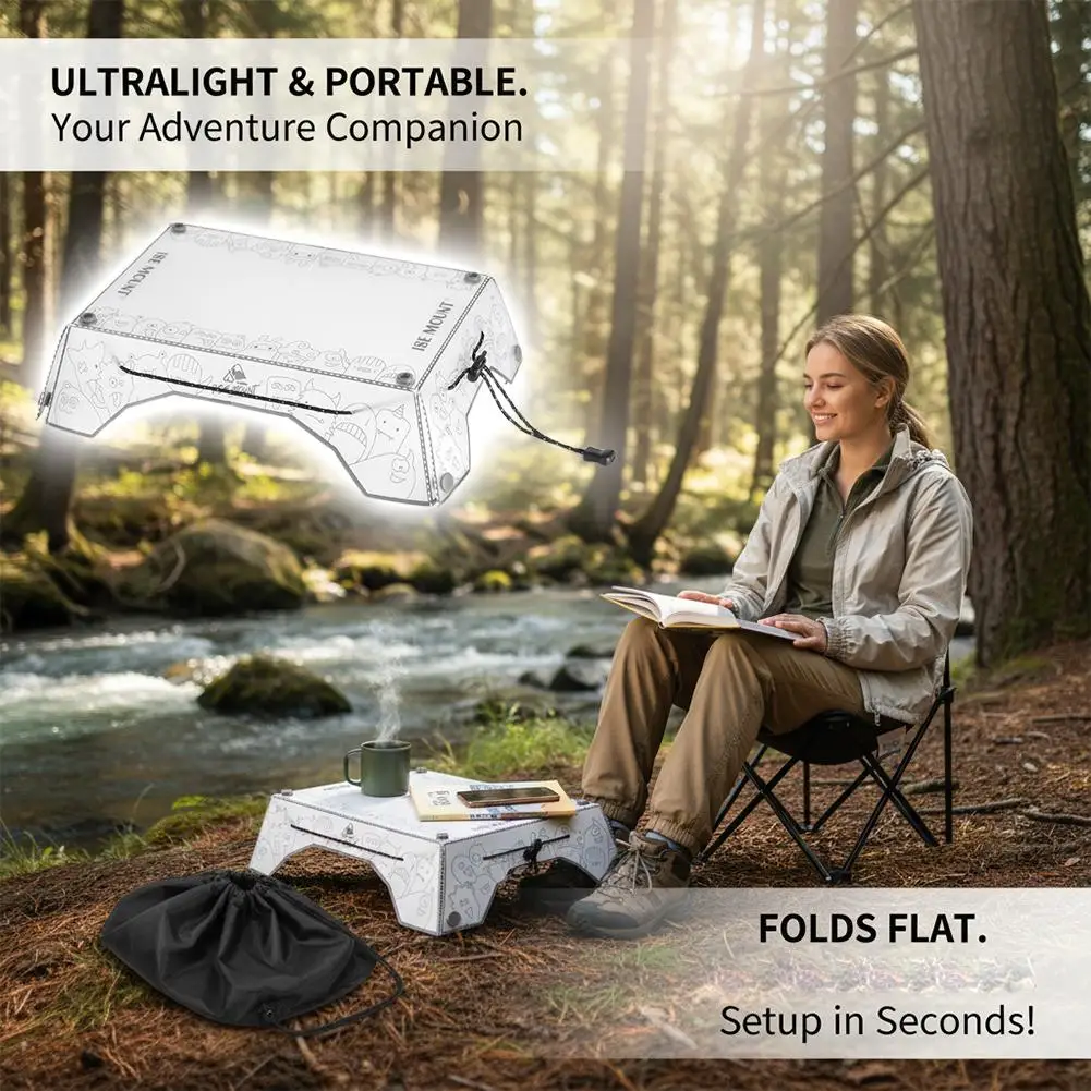 Folding Camping Table Ultralight PP Mini Tray Small Backpacking Hiking Equipment Portable Picnic Desk Outdoor Gear