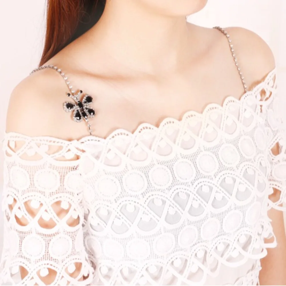 

Butterfly Rhinestone Bra Straps Invisible Glitter Aniti-slip Underwear Straps Adjustable Clothing Intimates Bra Shoulder Straps